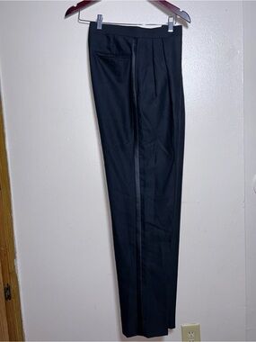 Woolmark Women’s Black Dress Pants - Classicu Pleat Trousers Size 30 wool 100%